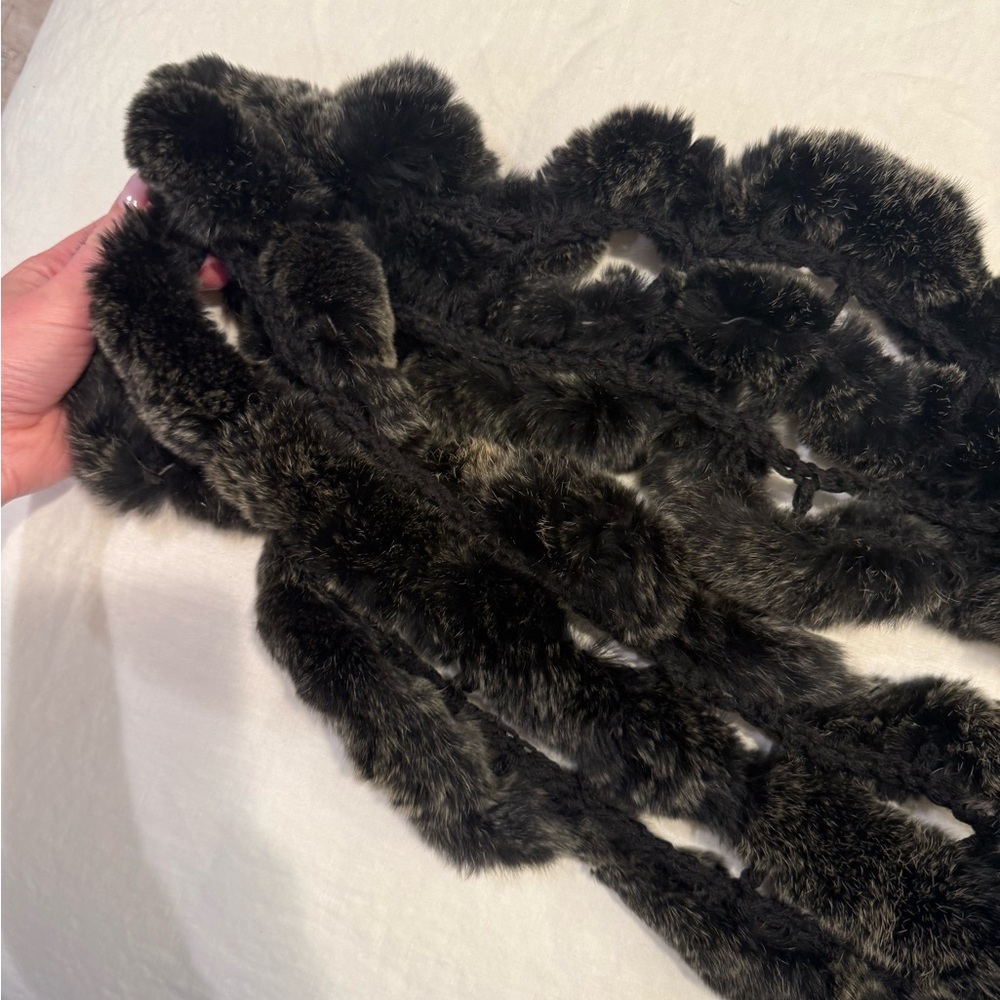 Rex Rabbit Fur Double Loop Infinity Scarf - Picture 4 of 6